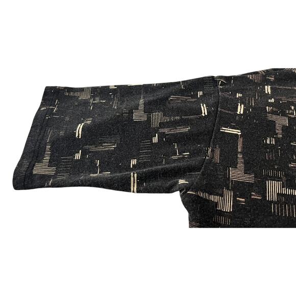 LULAROE SHORT SLV PULL-OVER CREW NECK BLOUSE, WOMENS, M-BROWN WITH GOLD ABSTRACT - Picture 8 of 11